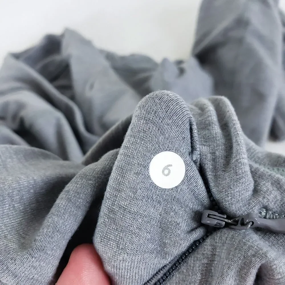 Lululemon Running Jacket Thumbholes Womens 6 Gray Asymmetric Moisture Wick